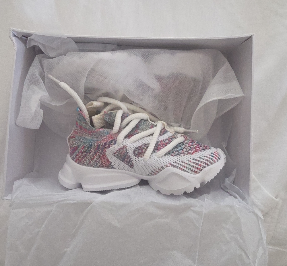 Kids Multicolor Knit Lace-Up Sneakers - White Sole